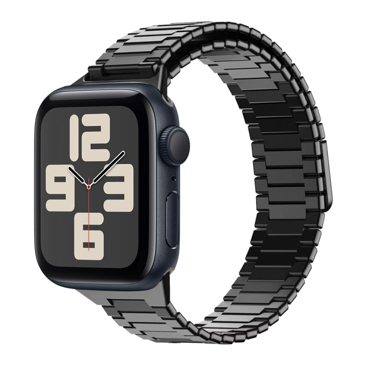 For Apple Watch SE 2023 40mm Bamboo Magnetic Stainless Steel Metal Watch Strap(Black) - Watch Bands by PMC Jewellery | Online Shopping South Africa | PMC Jewellery