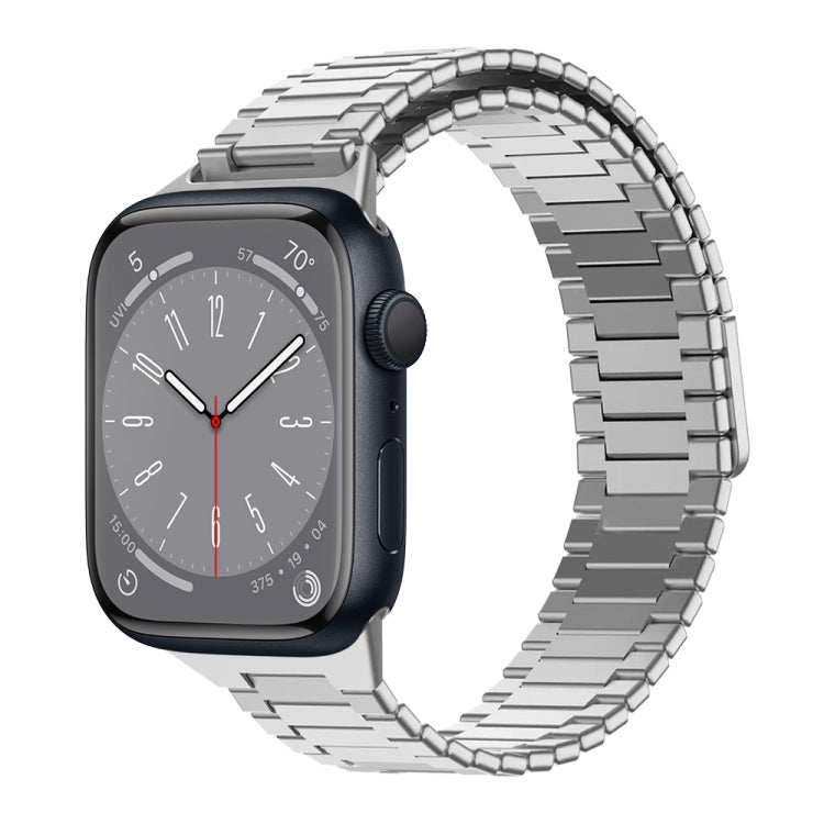 For Apple Watch Series 8 45mm Bamboo Magnetic Stainless Steel Metal Watch Strap(Silver) - Watch Bands by PMC Jewellery | Online Shopping South Africa | PMC Jewellery