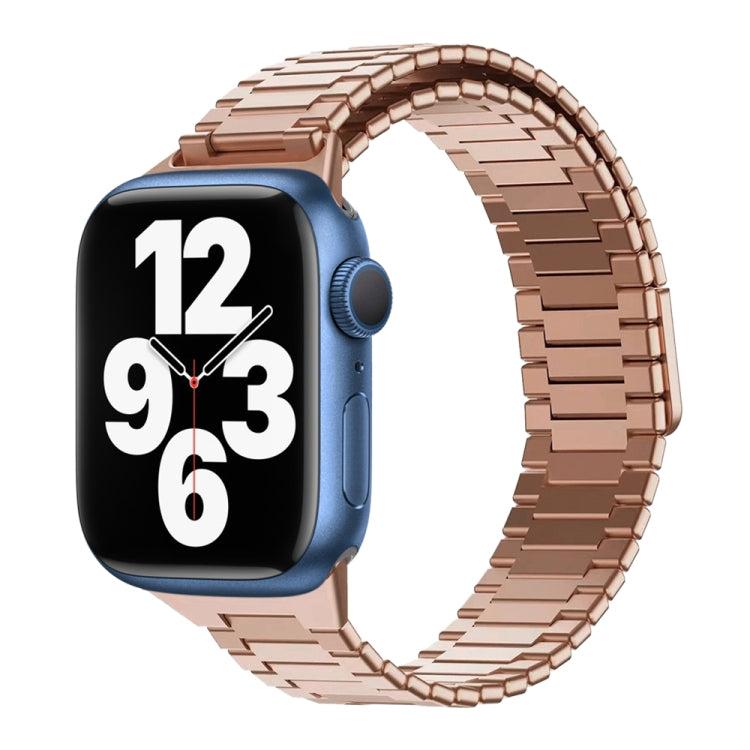 For Apple Watch Series 7 41mm Bamboo Magnetic Stainless Steel Metal Watch Strap(Rose Gold) - Watch Bands by PMC Jewellery | Online Shopping South Africa | PMC Jewellery