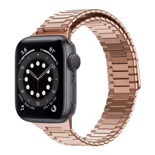 For Apple Watch Series 6 40mm Bamboo Magnetic Stainless Steel Metal Watch Strap(Rose Gold) - Watch Bands by PMC Jewellery | Online Shopping South Africa | PMC Jewellery