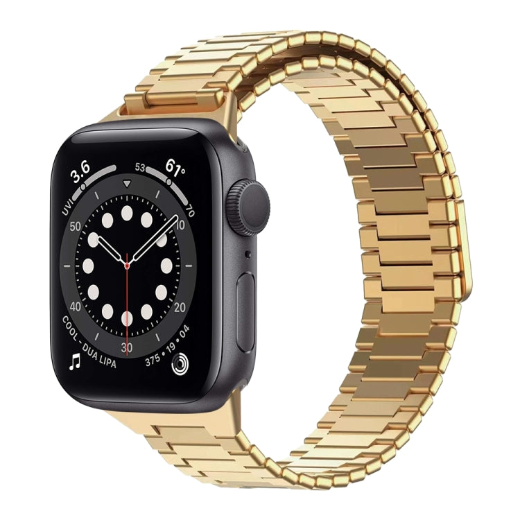 For Apple Watch Series 6 44mm Bamboo Magnetic Stainless Steel Metal Watch Strap(Gold) - Watch Bands by PMC Jewellery | Online Shopping South Africa | PMC Jewellery