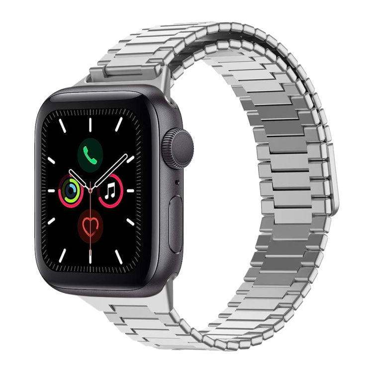 For Apple Watch Series 5 44mm Bamboo Magnetic Stainless Steel Metal Watch Strap(Silver) - Watch Bands by PMC Jewellery | Online Shopping South Africa | PMC Jewellery