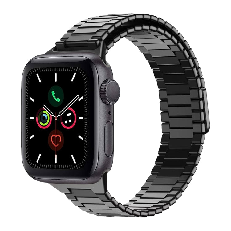 For Apple Watch Series 5 44mm Bamboo Magnetic Stainless Steel Metal Watch Strap(Black) - Watch Bands by PMC Jewellery | Online Shopping South Africa | PMC Jewellery