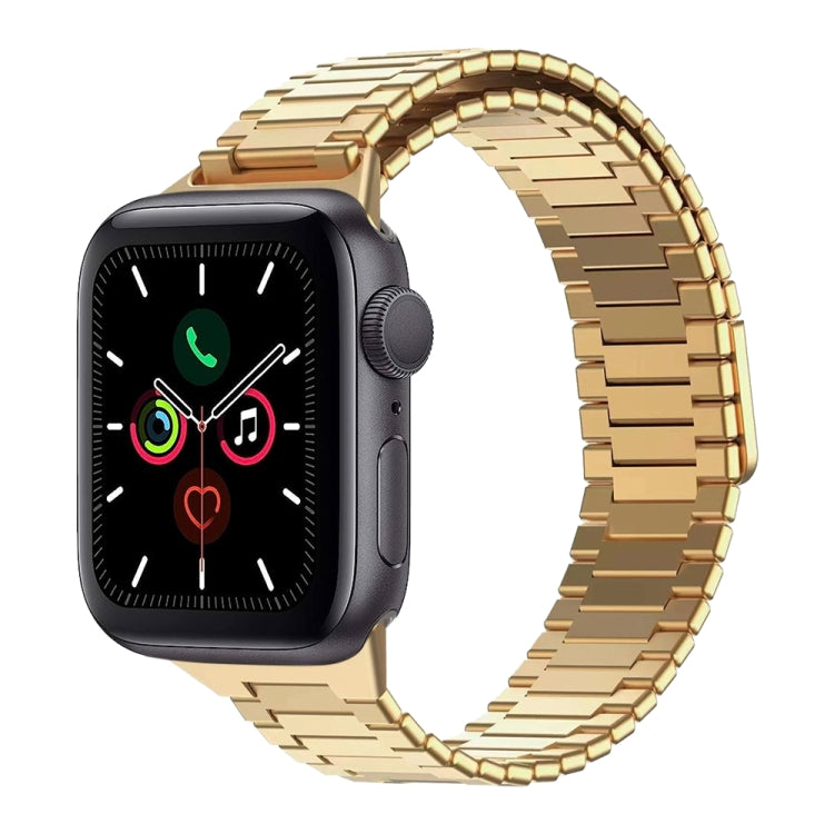 For Apple Watch Series 5 44mm Bamboo Magnetic Stainless Steel Metal Watch Strap(Gold) - Watch Bands by PMC Jewellery | Online Shopping South Africa | PMC Jewellery