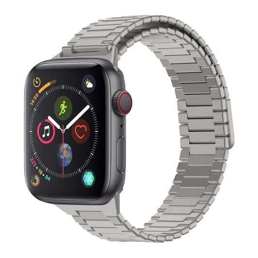 For Apple Watch Series 4 44mm Bamboo Magnetic Stainless Steel Metal Watch Strap(Titanium Color) - Watch Bands by PMC Jewellery | Online Shopping South Africa | PMC Jewellery