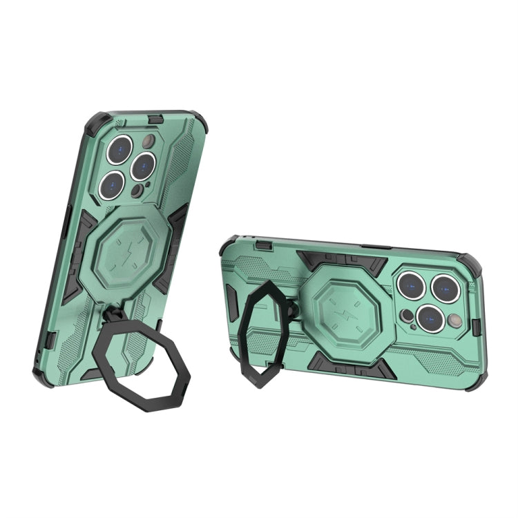 For iPhone 14 Pro MagSafe Supersonic Armor Holder PC Hybrid TPU Phone Case(Green) - iPhone 14 Pro Cases by PMC Jewellery | Online Shopping South Africa | PMC Jewellery