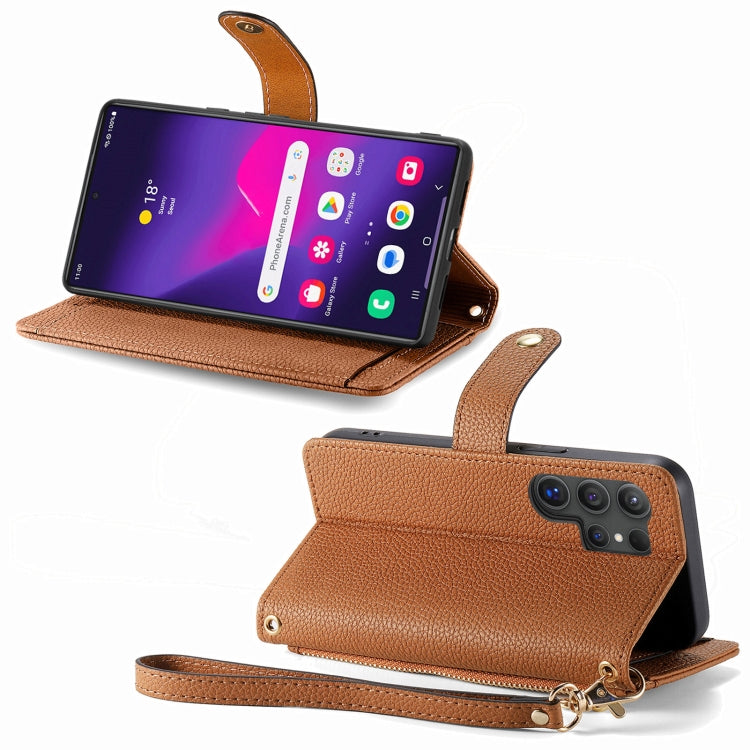 For Samsung Galaxy S24 Ultra 5G Love Zipper Lanyard Leather Phone Case(Brown) - Galaxy S24 Ultra 5G Cases by PMC Jewellery | Online Shopping South Africa | PMC Jewellery | Buy Now Pay Later Mobicred