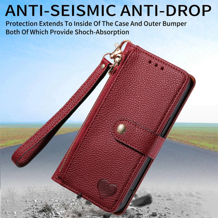 For Samsung Galaxy S24 Ultra 5G Love Zipper Lanyard Leather Phone Case(Brown) - Galaxy S24 Ultra 5G Cases by PMC Jewellery | Online Shopping South Africa | PMC Jewellery | Buy Now Pay Later Mobicred