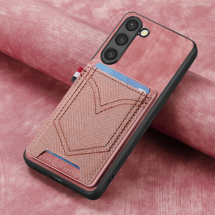 For Samsung Galaxy S25 Ultra 5G Denim Texture Leather Skin Phone Case with Card Slot(Pink) - Galaxy S25 Ultra 5G Cases by PMC Jewellery | Online Shopping South Africa | PMC Jewellery | Buy Now Pay Later Mobicred