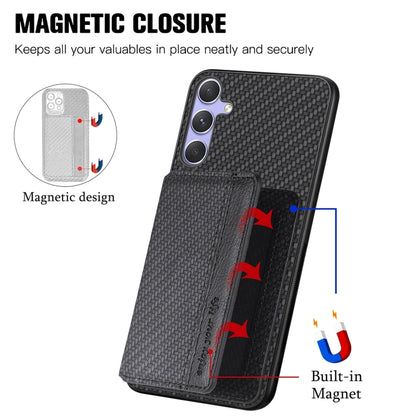 For Samsung Galaxy S25 Ultra 5G Carbon Fiber Magnetic Card Wallet RFID Blocking Phone Case(Black) - Galaxy S25 Ultra 5G Cases by PMC Jewellery | Online Shopping South Africa | PMC Jewellery | Buy Now Pay Later Mobicred