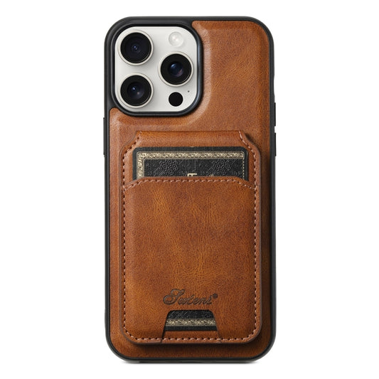 For iPhone 15 Pro Max Suteni H15 MagSafe Oil Eax Leather Detachable Wallet Back Phone Case(Brown) - iPhone 15 Pro Max Cases by Suteni | Online Shopping South Africa | PMC Jewellery