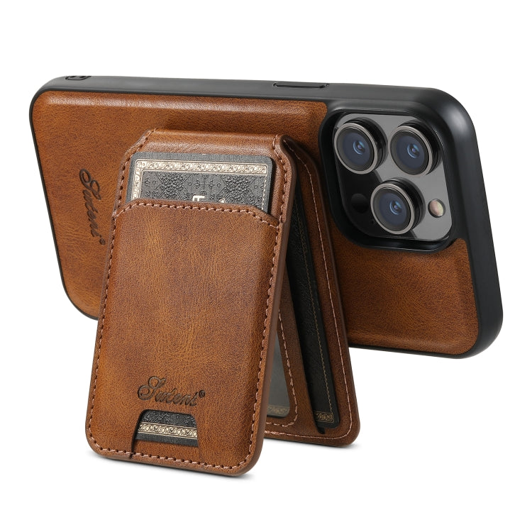 For iPhone 14 Pro Suteni H15 MagSafe Oil Eax Leather Detachable Wallet Back Phone Case(Brown) - iPhone 14 Pro Cases by Suteni | Online Shopping South Africa | PMC Jewellery | Buy Now Pay Later Mobicred