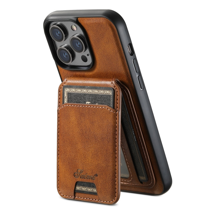 For iPhone 13 Pro Max Suteni H15 MagSafe Oil Eax Leather Detachable Wallet Back Phone Case(Brown) - iPhone 13 Pro Max Cases by Suteni | Online Shopping South Africa | PMC Jewellery | Buy Now Pay Later Mobicred