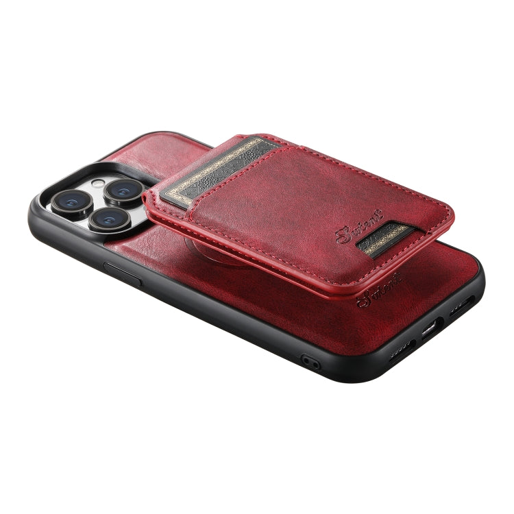 For iPhone 13 Pro Suteni H15 MagSafe Oil Eax Leather Detachable Wallet Back Phone Case(Red) - iPhone 13 Pro Cases by Suteni | Online Shopping South Africa | PMC Jewellery