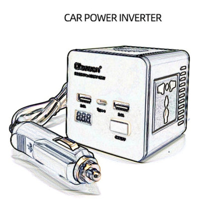 With LED Digital Display Car Power Inverter 150W Power Socket 2Type-C+2USB Car Charger - Car Charger by PMC Jewellery | Online Shopping South Africa | PMC Jewellery | Buy Now Pay Later Mobicred