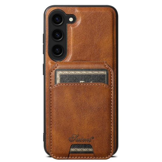 For Samsung Galaxy S23 5G Suteni H15 MagSafe Oil Eax Leather Detachable Wallet Back Phone Case(Brown) - Galaxy S23 5G Cases by Suteni | Online Shopping South Africa | PMC Jewellery