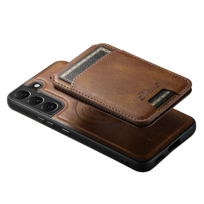 For Samsung Galaxy S22+ 5G Suteni H15 MagSafe Oil Eax Leather Detachable Wallet Back Phone Case(Khaki) - Galaxy S22 5G Cases by Suteni | Online Shopping South Africa | PMC Jewellery