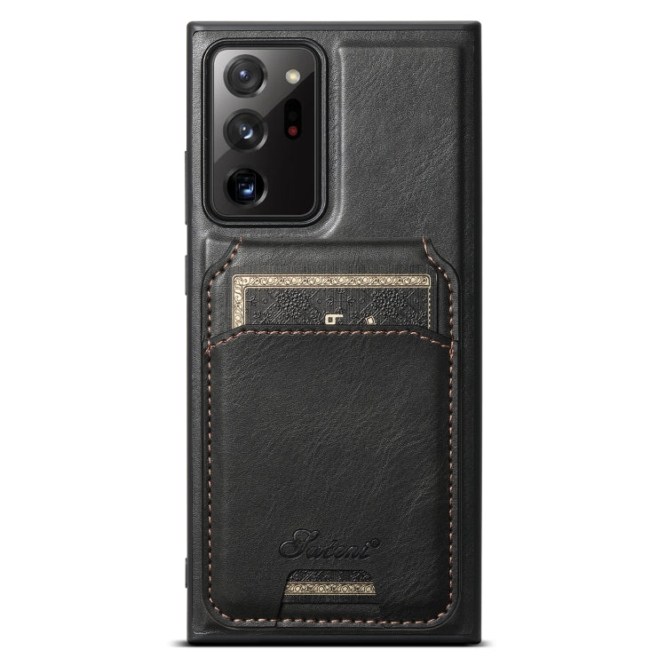 For Samsung Galaxy Note20 5G Suteni H15 MagSafe Oil Eax Leather Detachable Wallet Back Phone Case(Black) - Galaxy Note20 Cases by Suteni | Online Shopping South Africa | PMC Jewellery