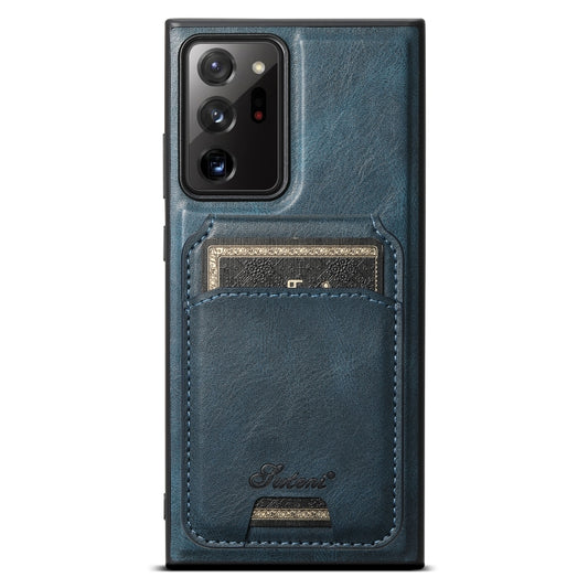 For Samsung Galaxy Note20 5G Suteni H15 MagSafe Oil Eax Leather Detachable Wallet Back Phone Case(Blue) - Galaxy Note20 Cases by Suteni | Online Shopping South Africa | PMC Jewellery