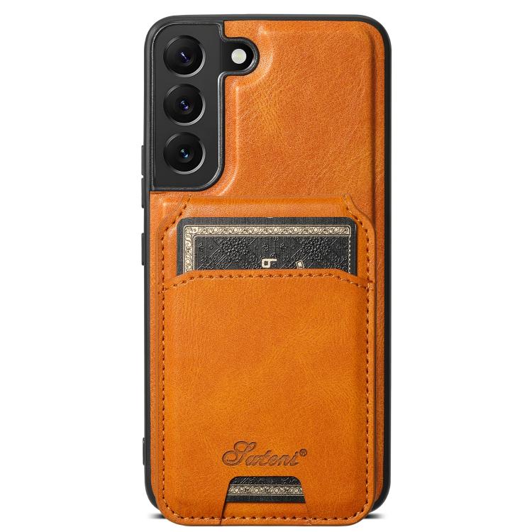 For Samsung Galaxy S25+ 5G Suteni H15  Oil Eax Leather Detachable Wallet Back Phone Case(Khaki) - Galaxy S25+ 5G Cases by Suteni | Online Shopping South Africa | PMC Jewellery | Buy Now Pay Later Mobicred