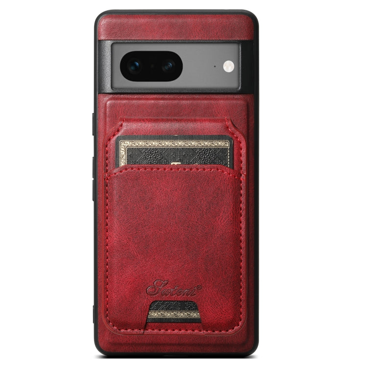 For Google Pixel 8 Suteni H15 Oil Eax Leather Detachable Wallet Back Phone Case(Red) - Google Cases by Suteni | Online Shopping South Africa | PMC Jewellery | Buy Now Pay Later Mobicred