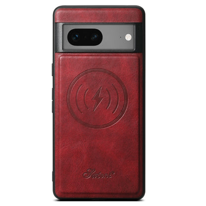 For Google Pixel 8 Suteni H15 Oil Eax Leather Detachable Wallet Back Phone Case(Red) - Google Cases by Suteni | Online Shopping South Africa | PMC Jewellery | Buy Now Pay Later Mobicred