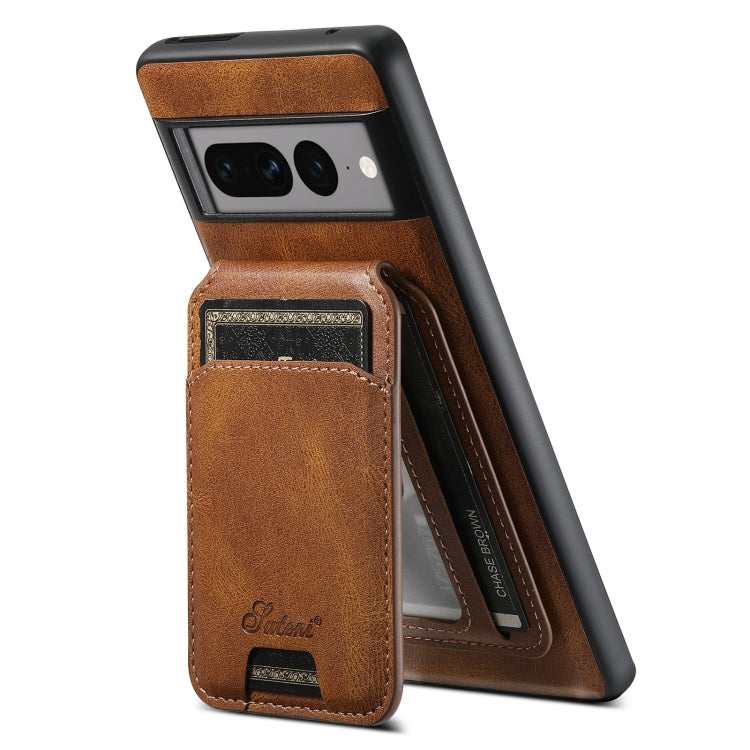 For Google Pixel 7 Pro Suteni H15 Oil Eax Leather Detachable Wallet Back Phone Case(Brown) - Google Cases by Suteni | Online Shopping South Africa | PMC Jewellery | Buy Now Pay Later Mobicred