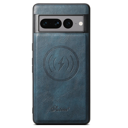 For Google Pixel 7 Pro Suteni H15 Oil Eax Leather Detachable Wallet Back Phone Case(Blue) - Google Cases by Suteni | Online Shopping South Africa | PMC Jewellery | Buy Now Pay Later Mobicred