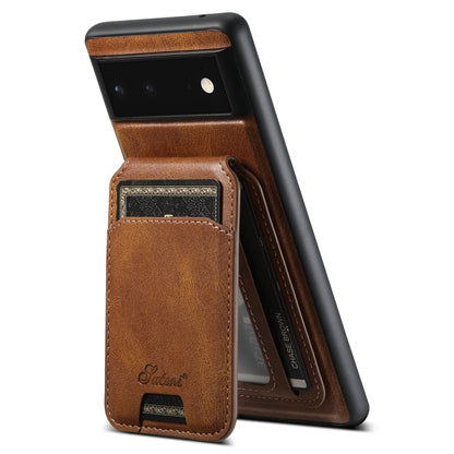 For Google Pixel 6a Suteni H15 Oil Eax Leather Detachable Wallet Back Phone Case(Black) - Google Cases by Suteni | Online Shopping South Africa | PMC Jewellery | Buy Now Pay Later Mobicred