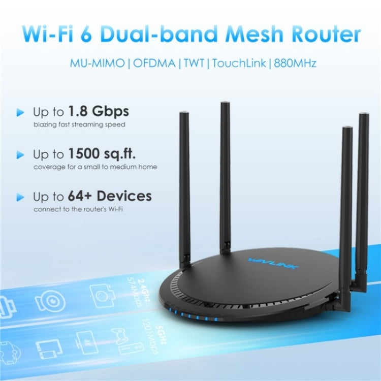 WAVLINK WN531AX2 AX1800 Dual Band Gigabit Wireless Internet Router WiFi 6 Repeater, Plug:AU Plug - Wireless Routers by WAVLINK | Online Shopping South Africa | PMC Jewellery | Buy Now Pay Later Mobicred