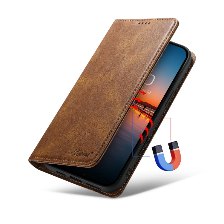 For iPhone 16 Suteni J02 Oil Wax Wallet Leather Phone Case(Brown) - iPhone 16 Cases by Suteni | Online Shopping South Africa | PMC Jewellery | Buy Now Pay Later Mobicred