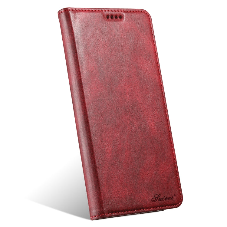 For iPhone 16 Plus Suteni J02 Oil Wax Wallet Leather Phone Case(Red) - iPhone 16 Plus Cases by Suteni | Online Shopping South Africa | PMC Jewellery | Buy Now Pay Later Mobicred