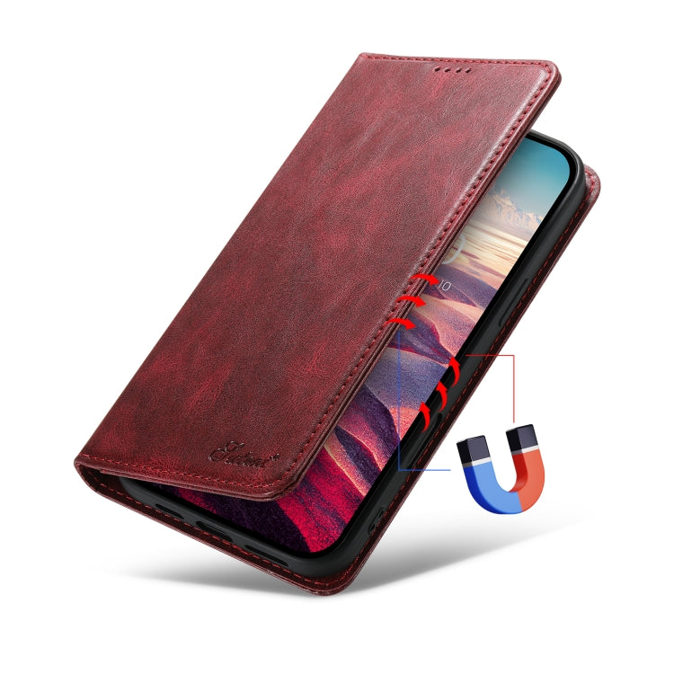 For iPhone 16 Pro Max Suteni J02 Oil Wax Wallet Leather Phone Case(Red) - iPhone 16 Pro Max Cases by Suteni | Online Shopping South Africa | PMC Jewellery | Buy Now Pay Later Mobicred