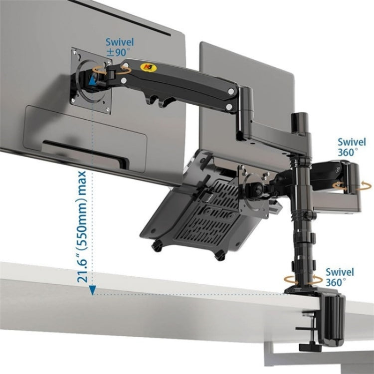 NORTH BAYOU NB H180 FP-2 Laptop Gas Spring Full Motion Dual Arm Clamp 22 - 32 inch LCD TV Monitor Desk Holder - Laptop Stand by PMC Jewellery | Online Shopping South Africa | PMC Jewellery | Buy Now Pay Later Mobicred