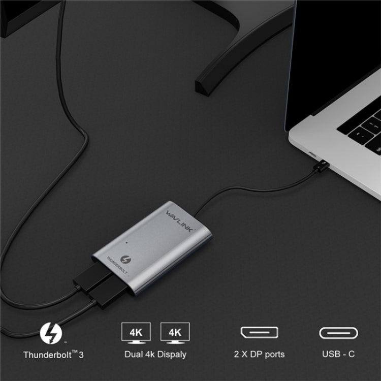 WAVLINK WL-UTA02D Thunderbolt 3 to Dual DisplayPort Adapter Converter Support 4K / 60Hz -  by WAVLINK | Online Shopping South Africa | PMC Jewellery | Buy Now Pay Later Mobicred