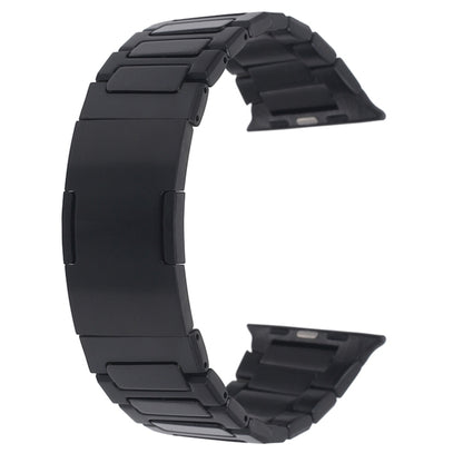 For Apple Watch SE 2023 44mm Stainless Steel H-Shaped Fold Buckle Watch Band(Black) - Watch Bands by PMC Jewellery | Online Shopping South Africa | PMC Jewellery