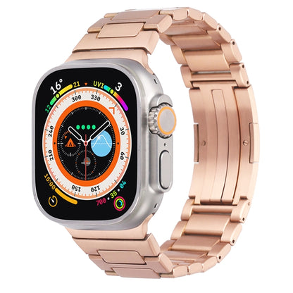 For Apple Watch Series 7 41mm Stainless Steel H-Shaped Fold Buckle Watch Band(Rose Gold) - Watch Bands by PMC Jewellery | Online Shopping South Africa | PMC Jewellery