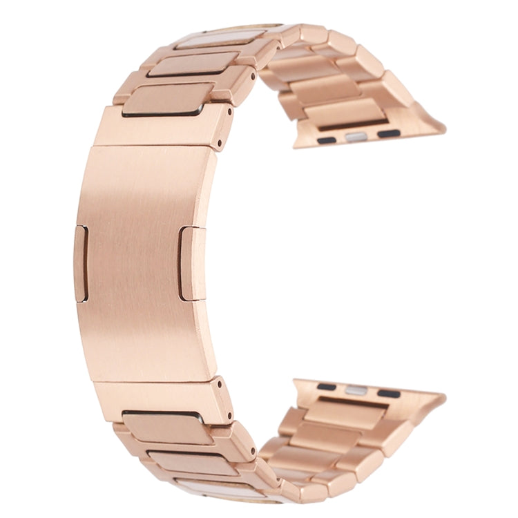 For Apple Watch Series 6 40mm Stainless Steel H-Shaped Fold Buckle Watch Band(Rose Gold) - Watch Bands by PMC Jewellery | Online Shopping South Africa | PMC Jewellery