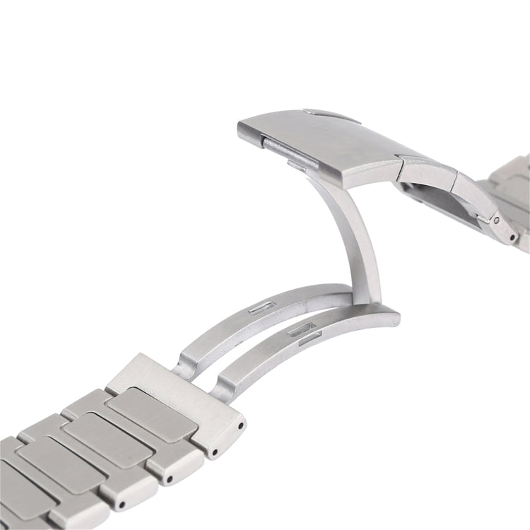 For Apple Watch Series 7 45mm Stainless Steel H-Shaped Fold Buckle Watch Band(Silver) - Watch Bands by PMC Jewellery | Online Shopping South Africa | PMC Jewellery