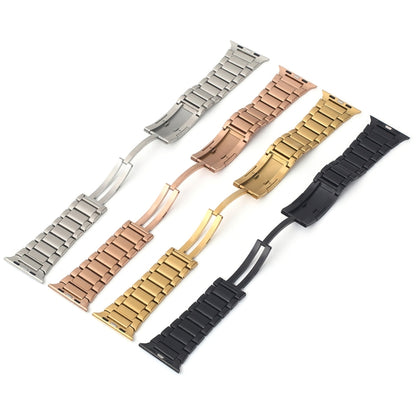 For Apple Watch Series 6 40mm Stainless Steel H-Shaped Fold Buckle Watch Band(Rose Gold) - Watch Bands by PMC Jewellery | Online Shopping South Africa | PMC Jewellery