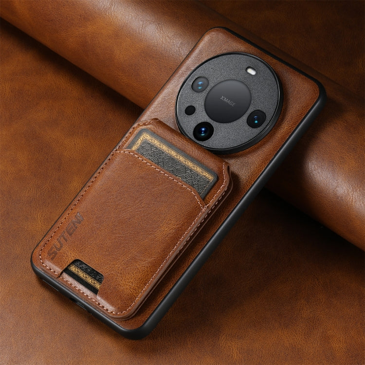 For Huawei Mate 50 Pro Suteni H02 Leather Wallet Stand Back Phone Case(Brown) - Huawei Cases by Suteni | Online Shopping South Africa | PMC Jewellery