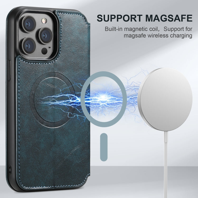 For iPhone 15 Pro Suteni J05 Leather Magnetic MagSafe Phone Case(Blue) - iPhone 15 Pro Cases by Suteni | Online Shopping South Africa | PMC Jewellery | Buy Now Pay Later Mobicred