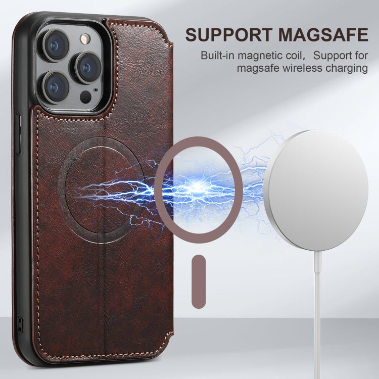 For iPhone 16 Pro Max Suteni J05 Leather Magnetic MagSafe Phone Case(Brown) - iPhone 16 Pro Max Cases by Suteni | Online Shopping South Africa | PMC Jewellery | Buy Now Pay Later Mobicred