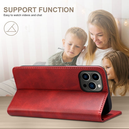 For iPhone 16 Plus Suteni Calf Texture Horizontal Flip Leather Phone Case(Red) - iPhone 16 Plus Cases by Suteni | Online Shopping South Africa | PMC Jewellery | Buy Now Pay Later Mobicred