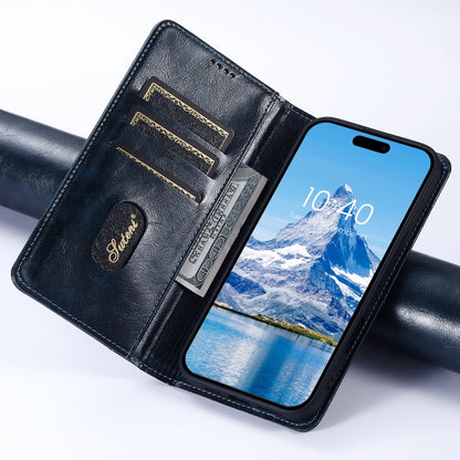 For iPhone 16 Pro Max Suteni Baroque Calf Texture Buckle Wallet Leather Phone Case(Blue) - iPhone 16 Pro Max Cases by Suteni | Online Shopping South Africa | PMC Jewellery | Buy Now Pay Later Mobicred