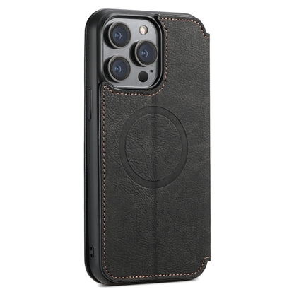 For iPhone 15 Pro Suteni J06 Retro Matte Litchi Texture Leather MagSafe Phone Case(Black) - iPhone 15 Pro Cases by Suteni | Online Shopping South Africa | PMC Jewellery | Buy Now Pay Later Mobicred