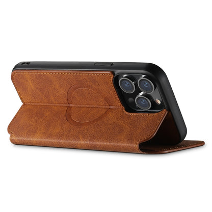 For iPhone 15 Pro Suteni J06 Retro Matte Litchi Texture Leather MagSafe Phone Case(Khaki) - iPhone 15 Pro Cases by Suteni | Online Shopping South Africa | PMC Jewellery | Buy Now Pay Later Mobicred