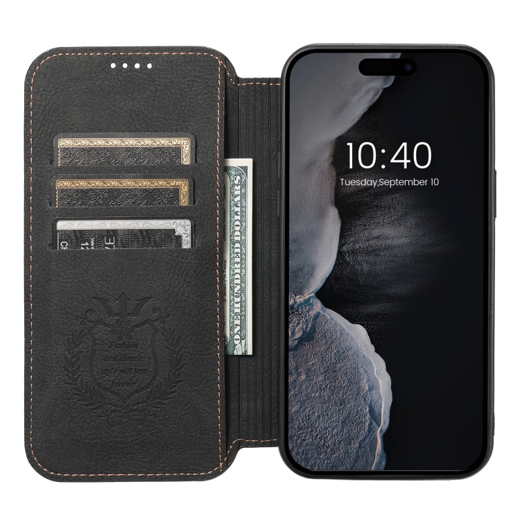 For iPhone 15 Plus Suteni J06 Retro Matte Litchi Texture Leather MagSafe Phone Case(Black) - iPhone 15 Plus Cases by Suteni | Online Shopping South Africa | PMC Jewellery | Buy Now Pay Later Mobicred