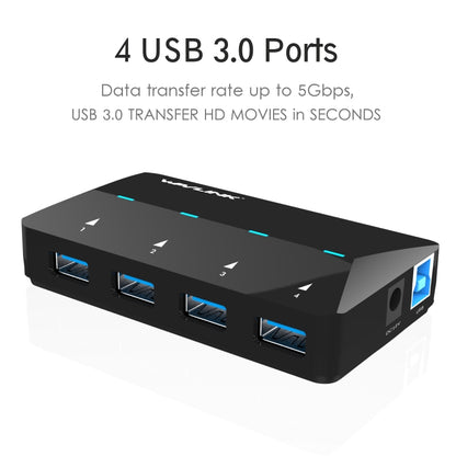 WAVLINK WL-UH3042P1 2.4A Fast Charging Adapter for Keyboard Mouse 4-Port USB3.0 HUB(US Plug) - USB 3.0 HUB by WAVLINK | Online Shopping South Africa | PMC Jewellery | Buy Now Pay Later Mobicred