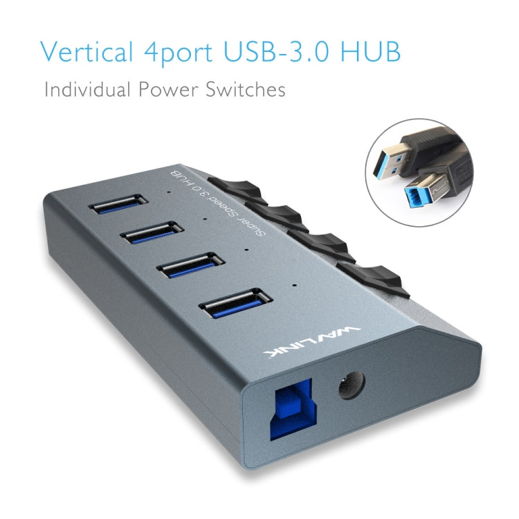 WAVLINK WL-UH3049 USB 3.0 4-Ports Desktop Fast Charger Station with Independent Switch(UK Plug) - USB 3.0 HUB by WAVLINK | Online Shopping South Africa | PMC Jewellery | Buy Now Pay Later Mobicred